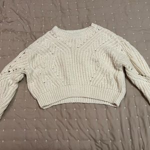 Kendall and Kylie cropped white knit sweater